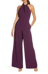 Julia Jordan Halter Neck Jumpsuit In Plum
