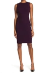 Calvin Klein Sleeveless Sheath Dress In Aubergine