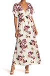 Bailey Blue Floral Kimono Sleeve Maxi Dress In Ivory Mauv