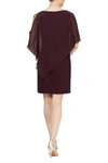 Slny Chiffon Overlay Beaded Detail Sheath Dress In Aubergine