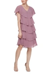 Slny Tiered Ruffle Chiffon Dress In Elderbrry