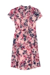 NANETTE LEPORE SHORT SLEEVE FLORAL PRINT PINTUCK DRESS,882888051578