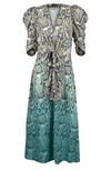 AFRM ELLIS SNAKE PRINT DIP DYE MIDI DRESS,886680614573