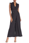 Max Studio Wide Leg Crepe Jumpsuit In Blkowdot