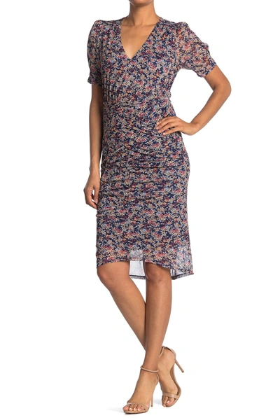 19 Cooper Floral Ruche Short Sleeve Dress In Multi Floral