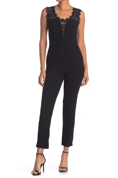 Adelyn Rae Amber Woven Lace Jumpsuit In Black