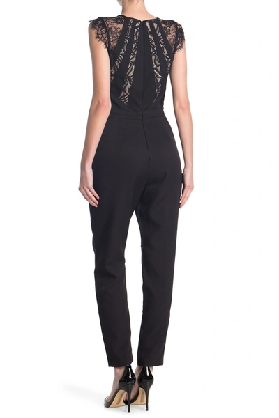 Adelyn Rae Jessie Lace Jumpsuit In Black/nude