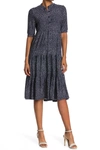 Max Studio Floral Button Front Baby Doll Dress In Nvwhtsed