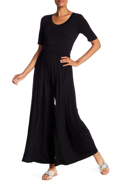 West Kei Elbow Sleeve Wide Leg Jumpsuit In Black