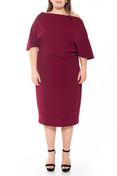 Alexia Admor Olivia Draped One Shoulder Sheath Dress In Red Maple