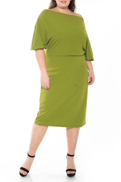 Alexia Admor Olivia Draped One Shoulder Sheath Dress In Cardamom Seed