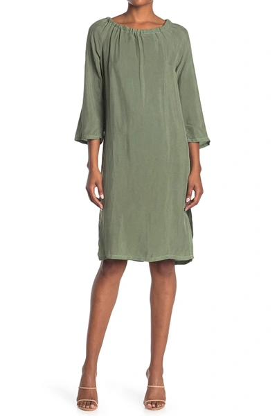 Stateside Cupro Loose Tie Back Dress In Sage