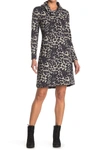 PAPILLON LEOPARD PRINT COWL NECK KNIT DRESS,797581138481