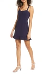 French Connection Whisper Ruffle Hem Sleeveless Fit & Flare Dress In Duchess Blue