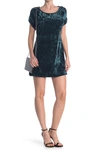 Vanity Room Crushed Velvet Cuffed Sleeve T-shirt Dress In Dark Pine