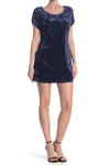 Vanity Room Crushed Velvet Cuffed Sleeve T-shirt Dress In Navy