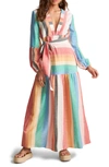 Billabong X Sincerely Jules Mix It Up Maxi Dress In Rainbow Stripe-multi In Mul-multi