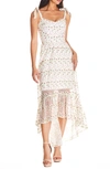 Dress The Population Wren Tie Shoulder High/low Cocktail Dress In Off White Multi