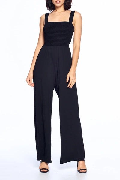 West Kei Smocked Knit Sleeveless Jumpsuit In Black