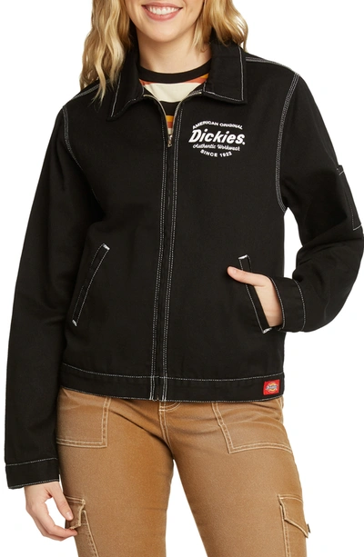 Dickies Zip-front Contrast-stitch Jacket In Black