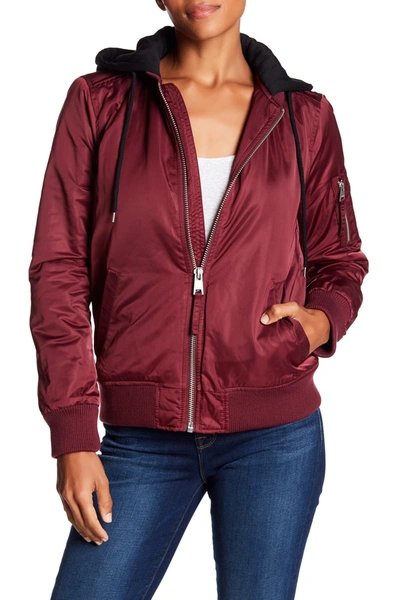 Levi's Drawstring Hooded Bomber Jacket In Wine