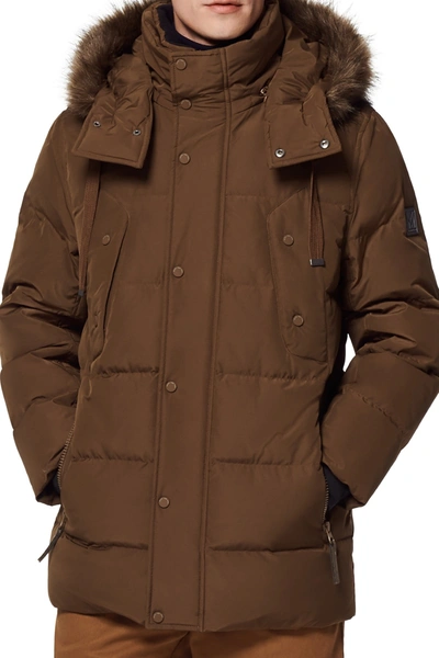 Andrew Marc Gattaca Faux Fur Trim Parka In Cappucino