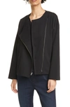 Eileen Fisher Asymmetrical Zip Jacket In Black