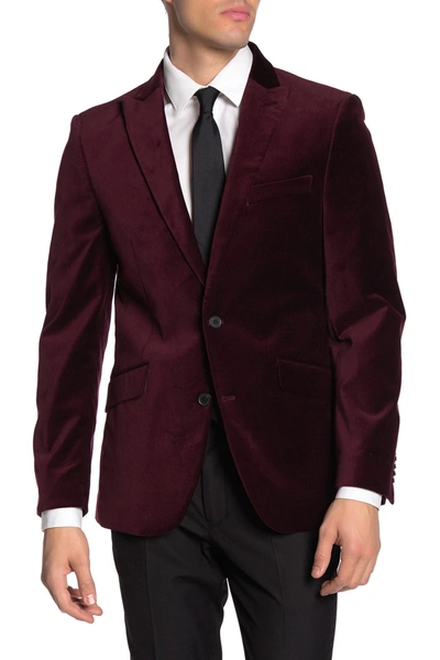 Savile Row Co Savile Row Velvet Blazer In Burgundy