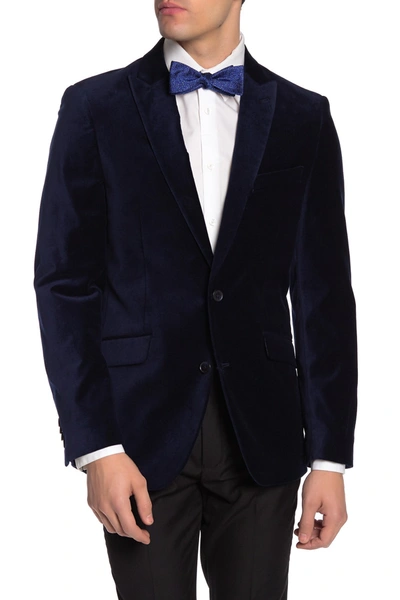 Savile Row Co Velvet Blazer In Navy