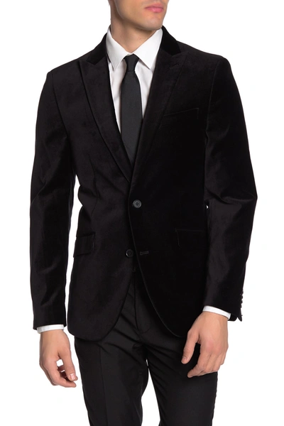 Savile Row Co Velvet Blazer In Black