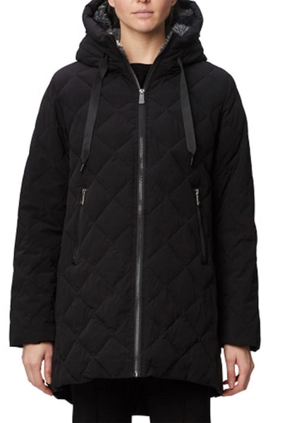 Rainforest Diamond Faux Shearling Lined Quilted Thermoluxe A-shape Walker Jacket In Black