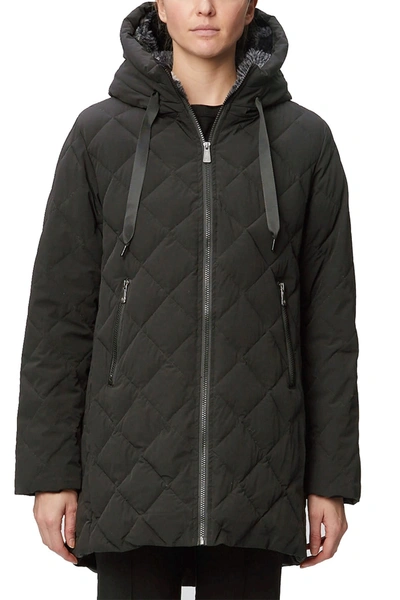 Rainforest Diamond Faux Shearling Lined Quilted Thermoluxe A-shape Walker Jacket In Asphalt