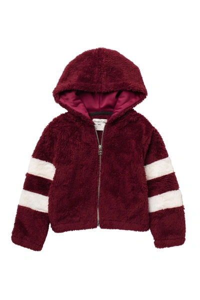 Sovereign Code Kids' Cassia Faux Fur Zip Hooded Jacket In Wine