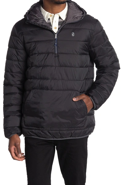 Izod Quilted Hoodie Pullover In Black