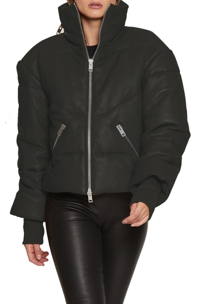 Walter Baker Edwina Leather Puffer Jacket In Olive