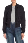 Vince Washed Shrunken Bomber Jacket, Black In Black