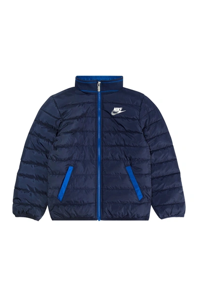 Nike Kids' Stand Collar Puffer Jacket In Midnight Navy