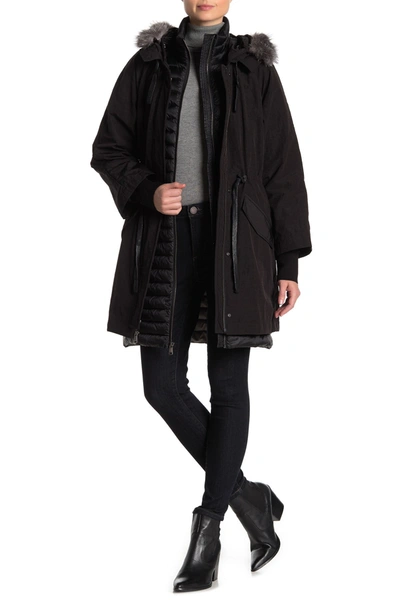 Andrew Marc Brixton 4-season Genuine Fox Fur Trim Jacket & Down Liner 2-piece Set In Black