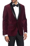Savile Row Co Burgundy Shawl Collar Single Button Velvet Suit Separate Sport Coat In Burgundy