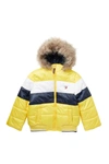 TOMMY HILFIGER COLORBLOCK PUFFER WITH REMOVABLE FAUX FUR HOOD,194753459540