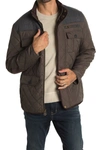 Cole Haan Quilted Utility Pocket Jacket In Olive