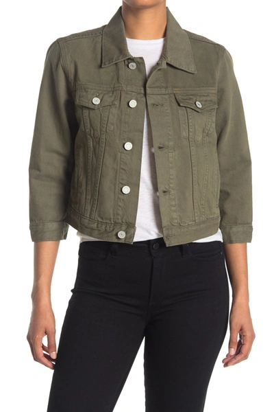 Trave Zoey Cropped Denim Jacket In Green Tamb