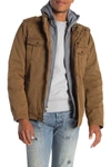 LEVI'S WASHED COTTON FAUX SHEARLING LINED HOODED MILITARY JACKET,694414060622