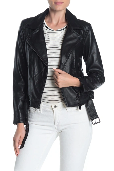 Elodie Faux Leather Moto Jacket In Black