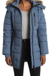 Noize Hannah Faux Fur Trim Hooded Parka In Steel