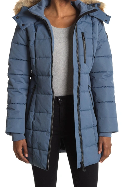 Noize Hannah Faux Fur Trim Hooded Parka In Steel