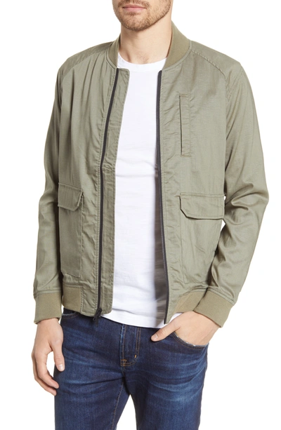 Acyclic Slim Fit Bomber Jacket In Olive