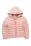 Save The Duck Kids' Hooded Packable Puffer Jacket In 996 Blush