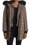 Noize Milia Heavyweight Faux Fur Trimmed Quilted Parka In Taupe