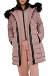 Noize Milia Heavyweight Faux Fur Trimmed Quilted Parka In Rose